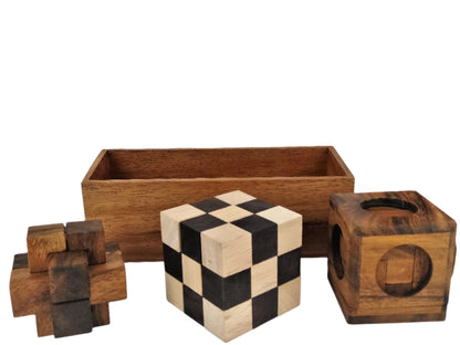 3 puzzles in 1 Wooden Box: Assorted Puzzles