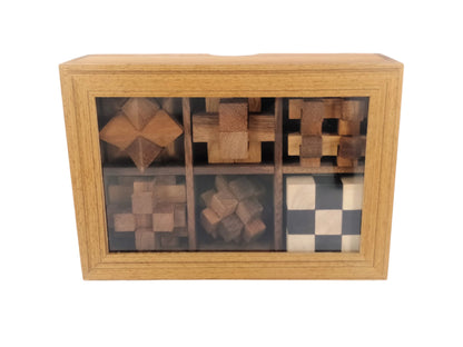 6 puzzles in 1 Wooden Box: Assorted Puzzles