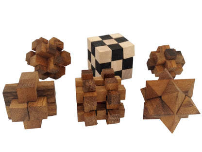 6 puzzles in 1 Wooden Box: Assorted Puzzles